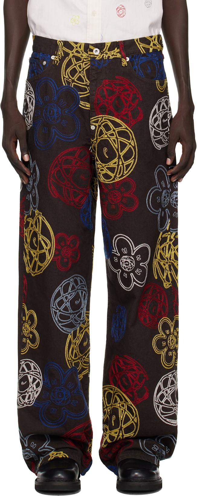 Brown Kenzo Paris Futura 2000 Edition Embroidered Trousers by KENZO
