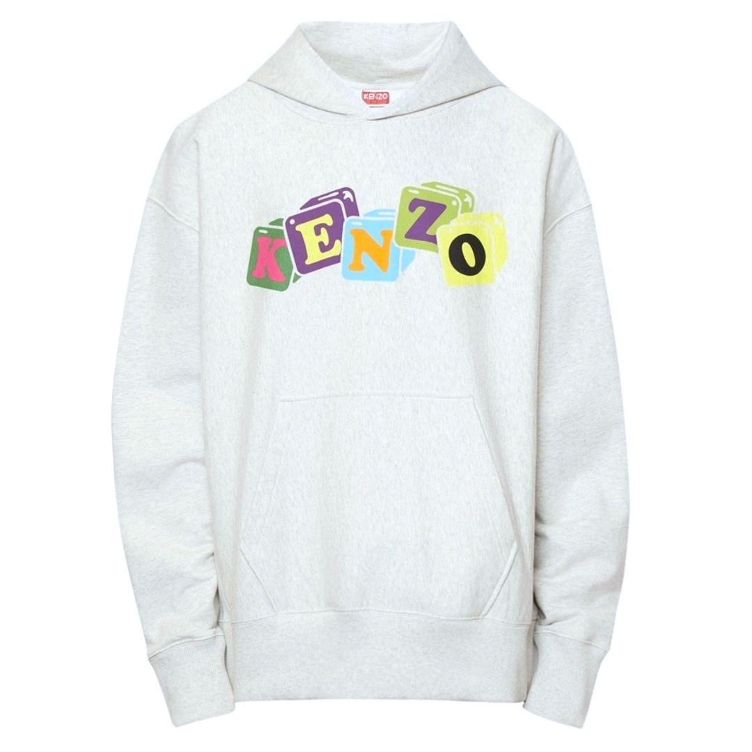 Coloured Block Logo Grey Hoodie by KENZO