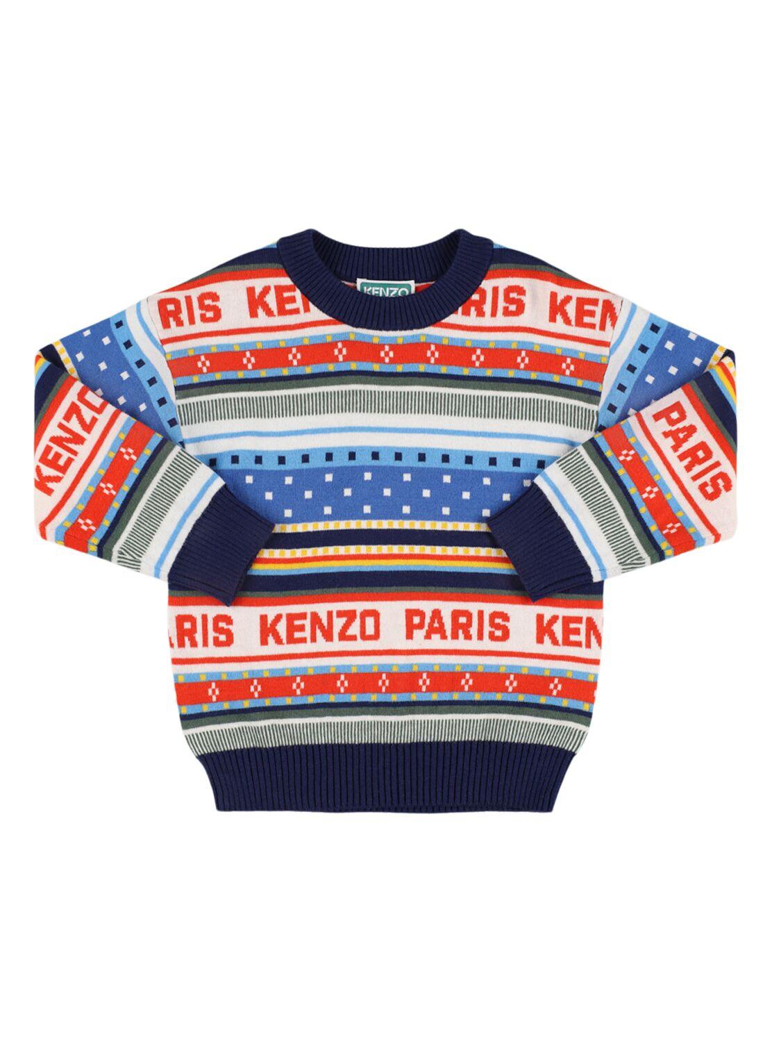 Cotton Blend Knit Sweater by KENZO KIDS