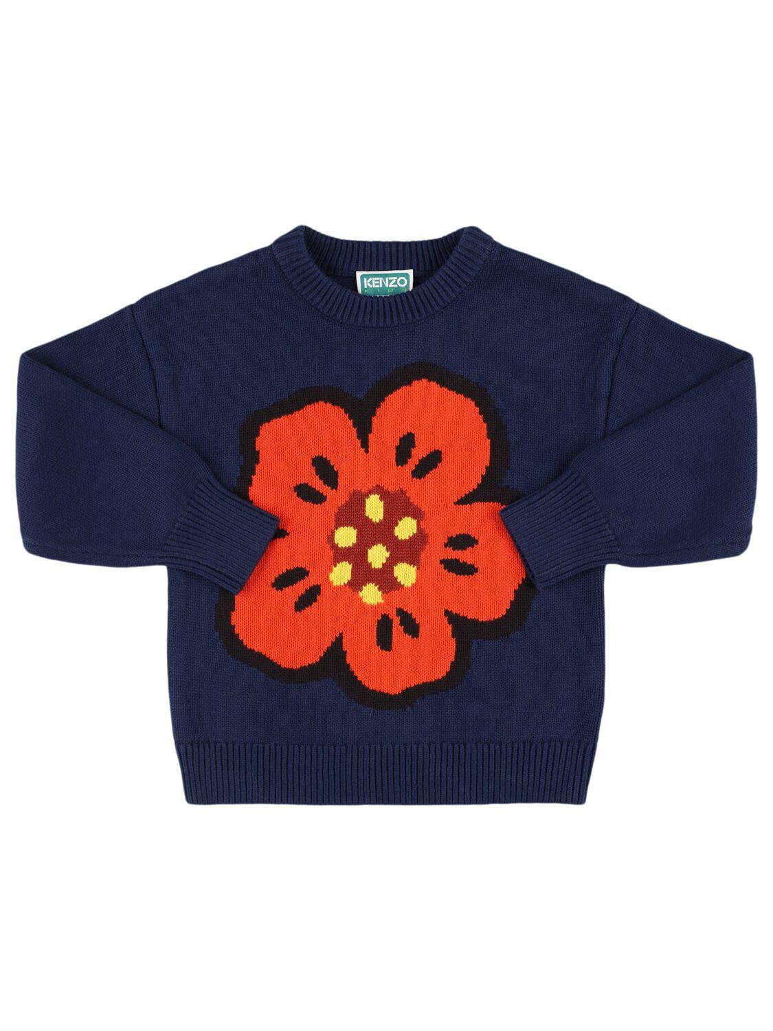 Cotton Blend Knit Sweater by KENZO KIDS