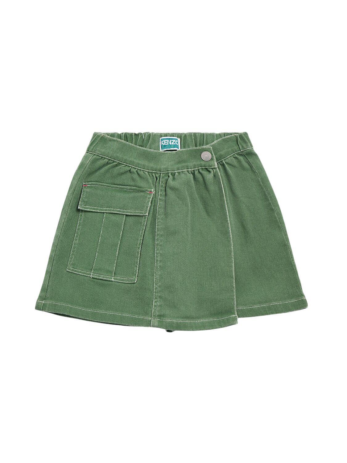 Cotton Blend Twill Skirt by KENZO KIDS