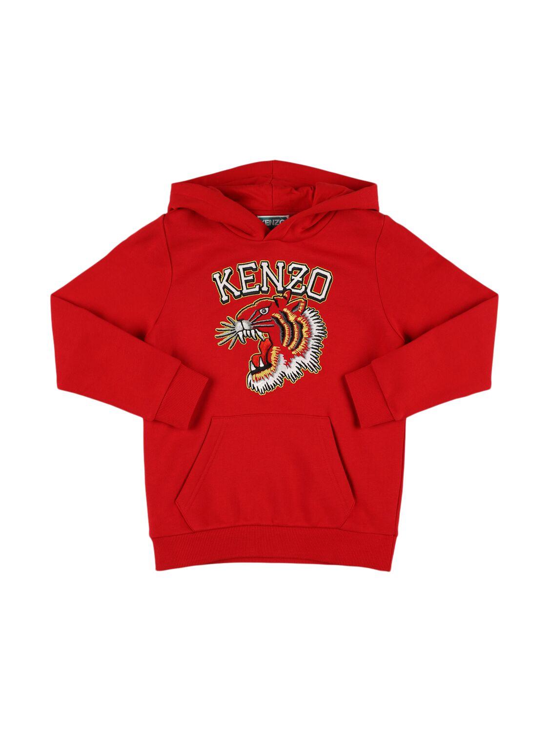 Embroidered Cotton Hooded Sweatshirt by KENZO KIDS