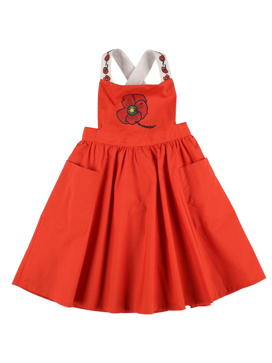 Flower Print Cotton Dress by KENZO KIDS