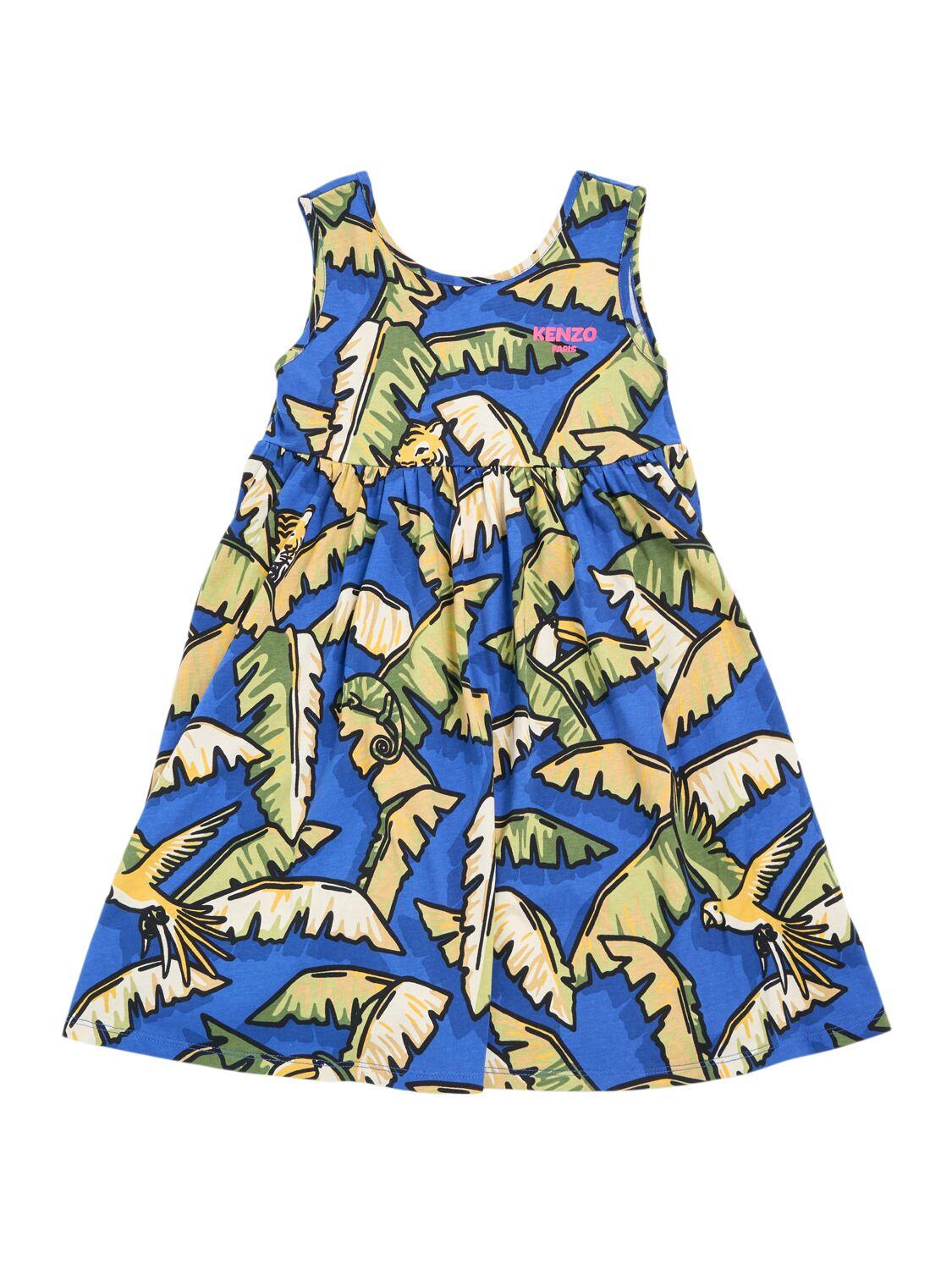 Printed Cotton Jersey Dress by KENZO KIDS