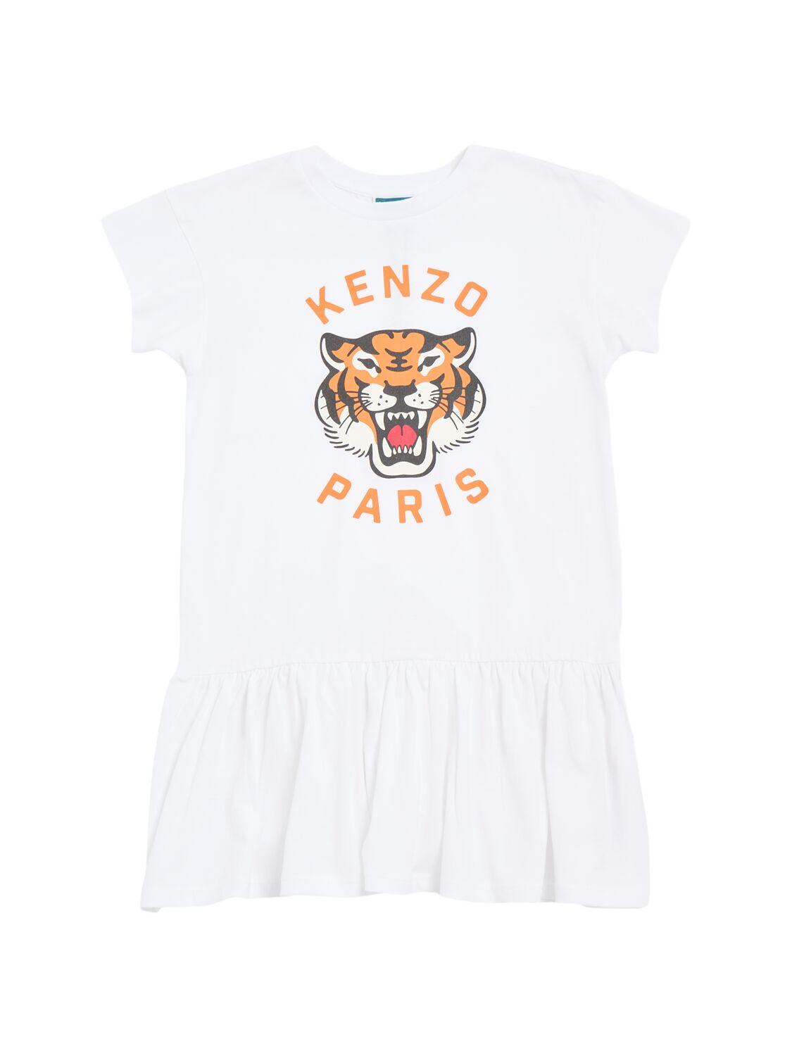 Printed Cotton Jersey Dress by KENZO KIDS