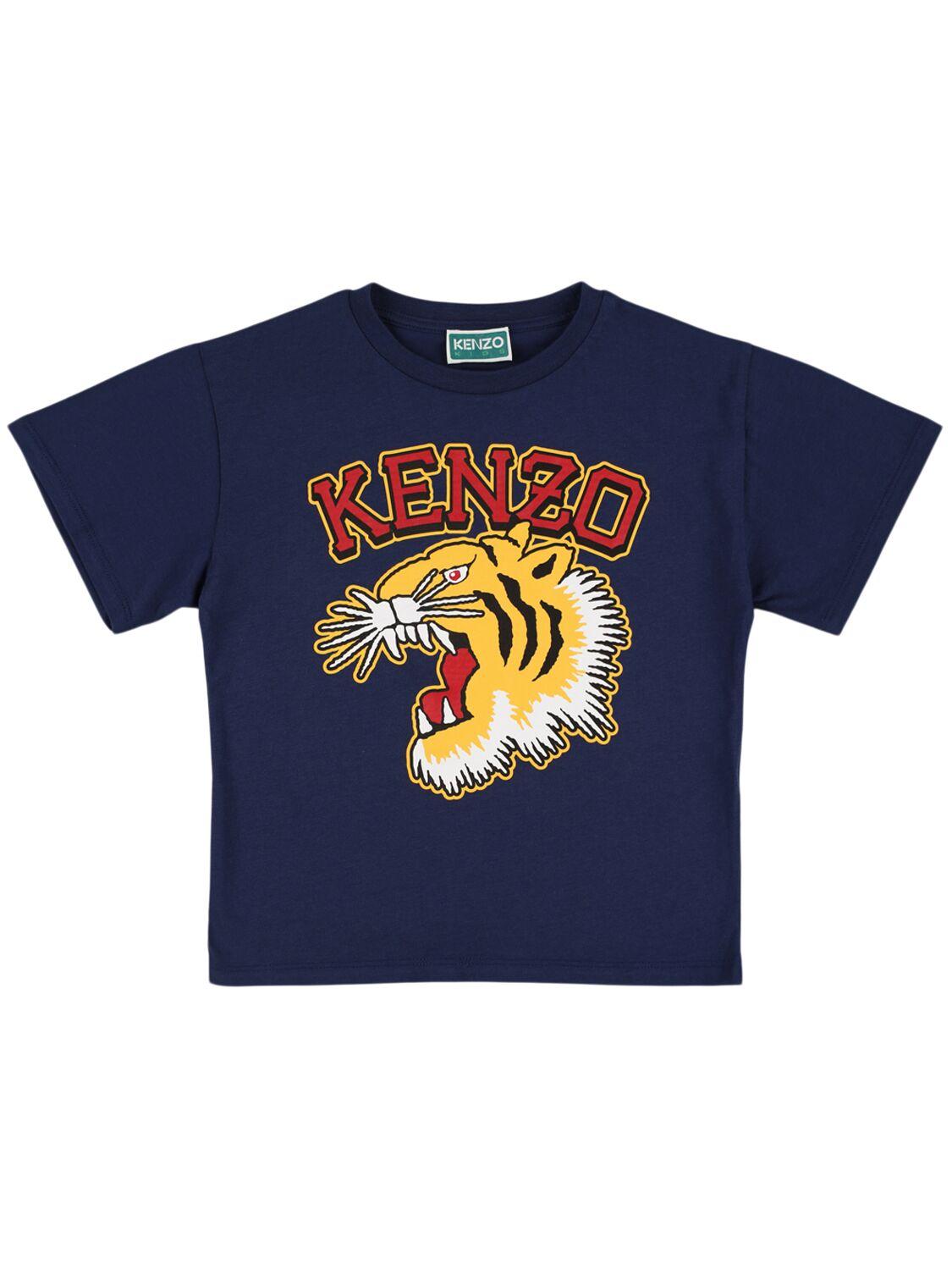 Printed Cotton Jersey T-shirt by KENZO KIDS