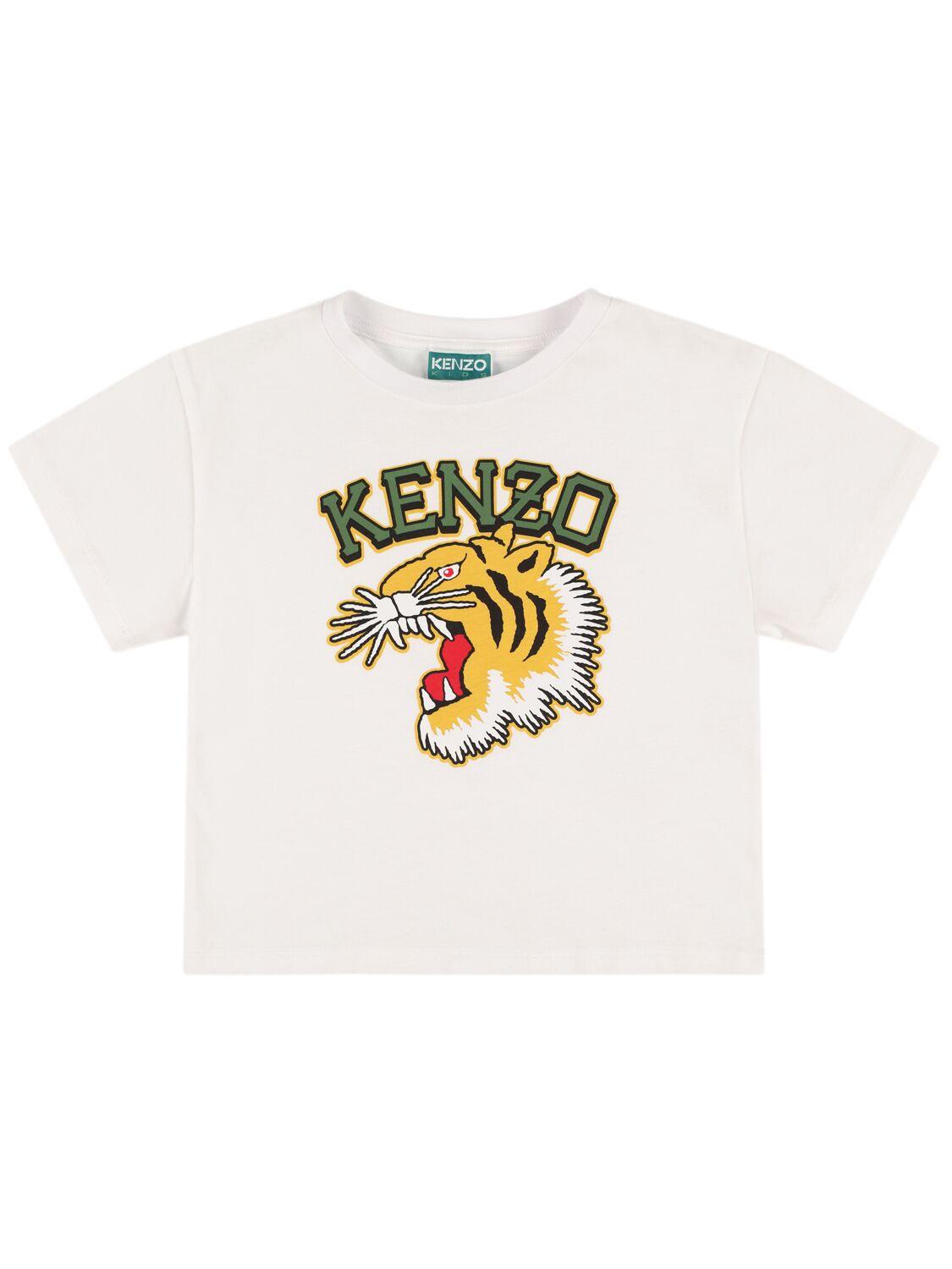 Printed Cotton Jersey T-shirt by KENZO KIDS