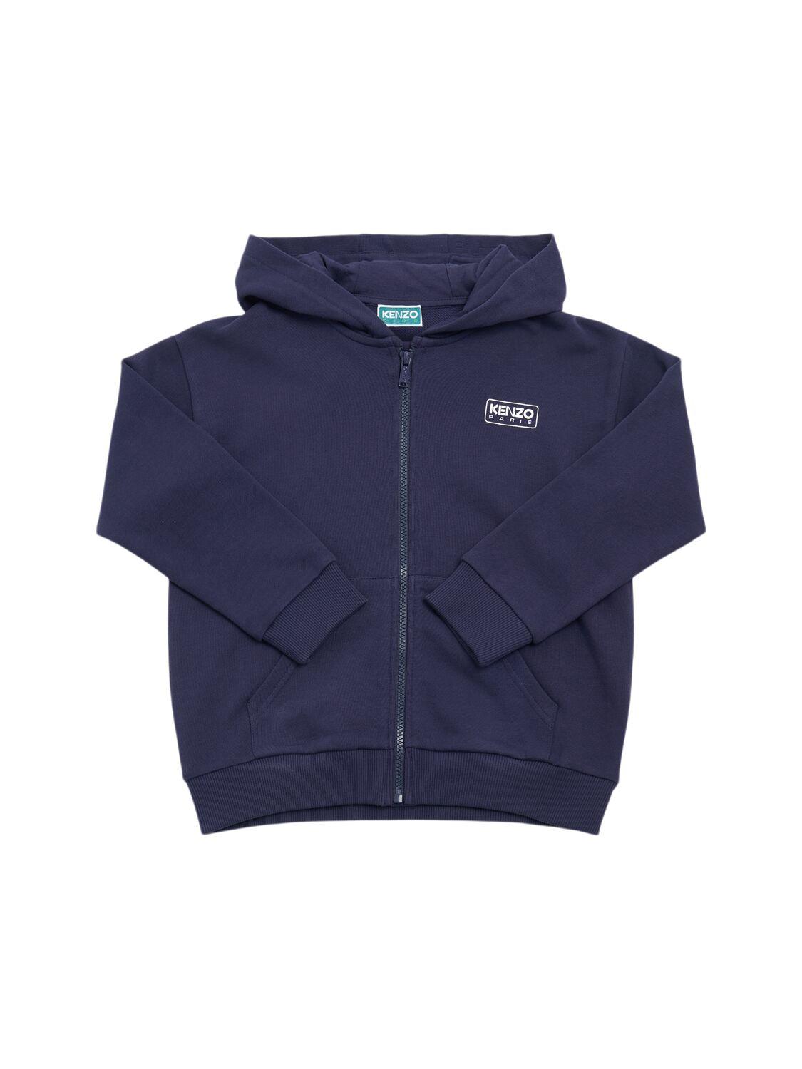 Printed Cotton Zip-up Hoodie by KENZO KIDS