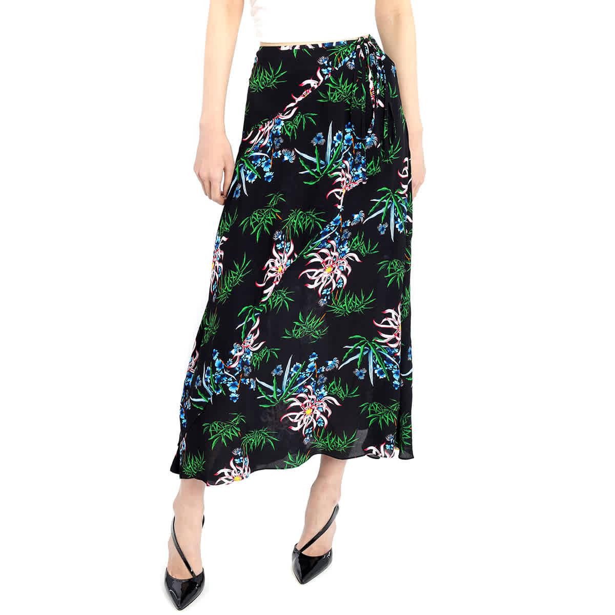 Kenzo Black Botanical-Print Wrap Skirt by KENZO