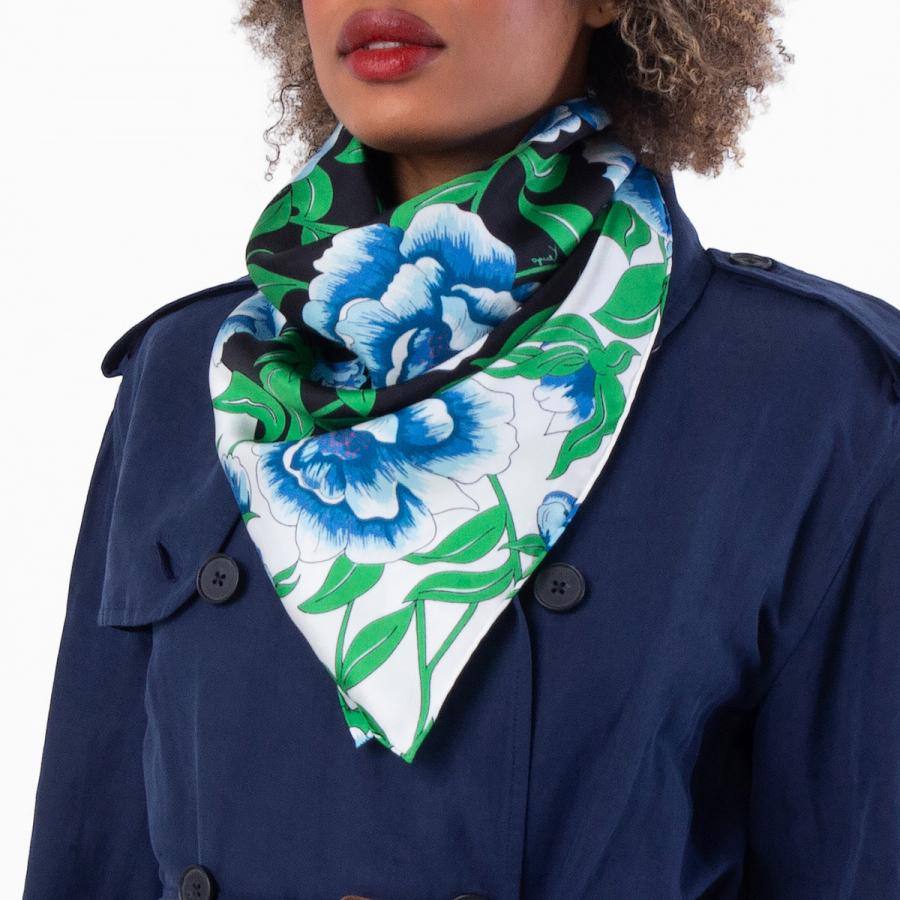 Kenzo Black Ponies Silk Square by KENZO