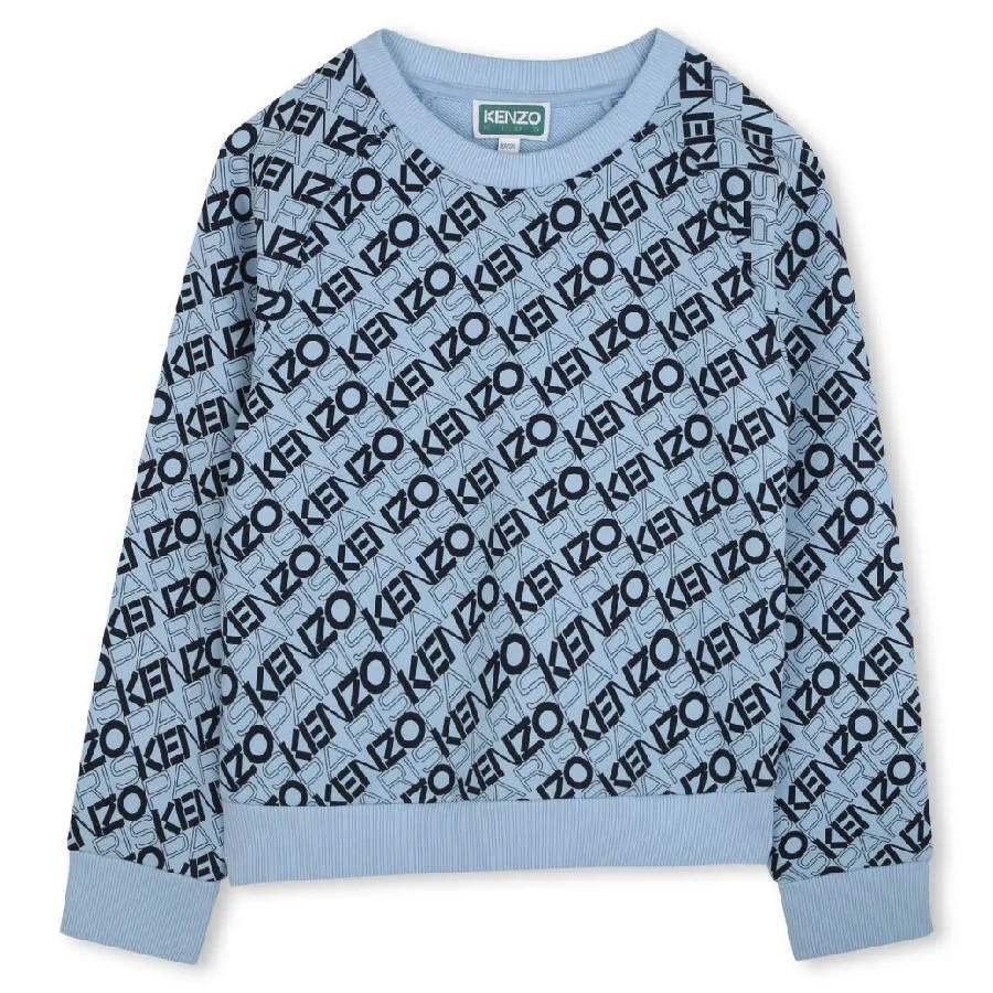 Kenzo Boys All-Over Logo Organic Cotton Sweatshirt by KENZO
