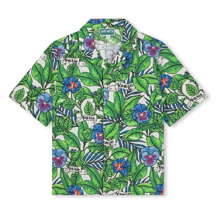 Kenzo Boys Classic Collar Floral Print Shirt by KENZO