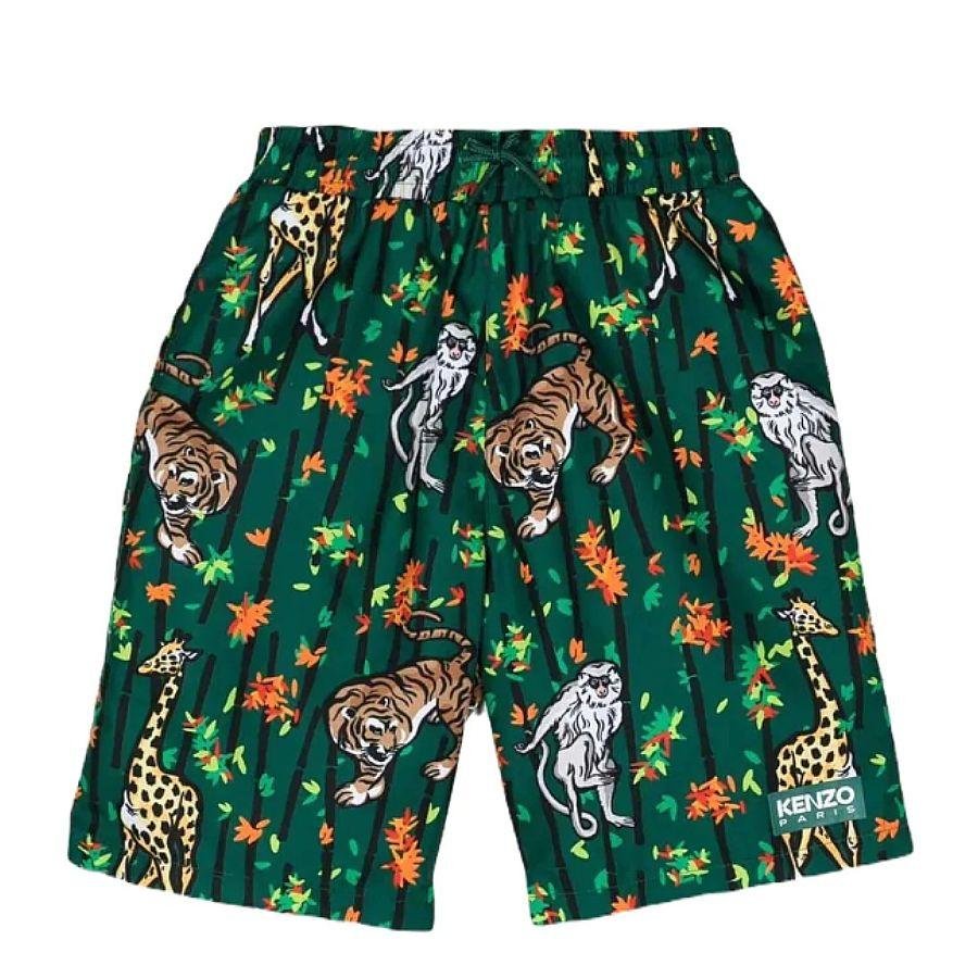 Kenzo Boys Dark Green Jungle Theme Swim Shorts by KENZO