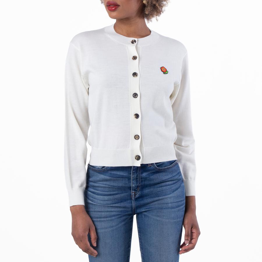 Kenzo Embroidered Crewneck Wool Cardigan by KENZO