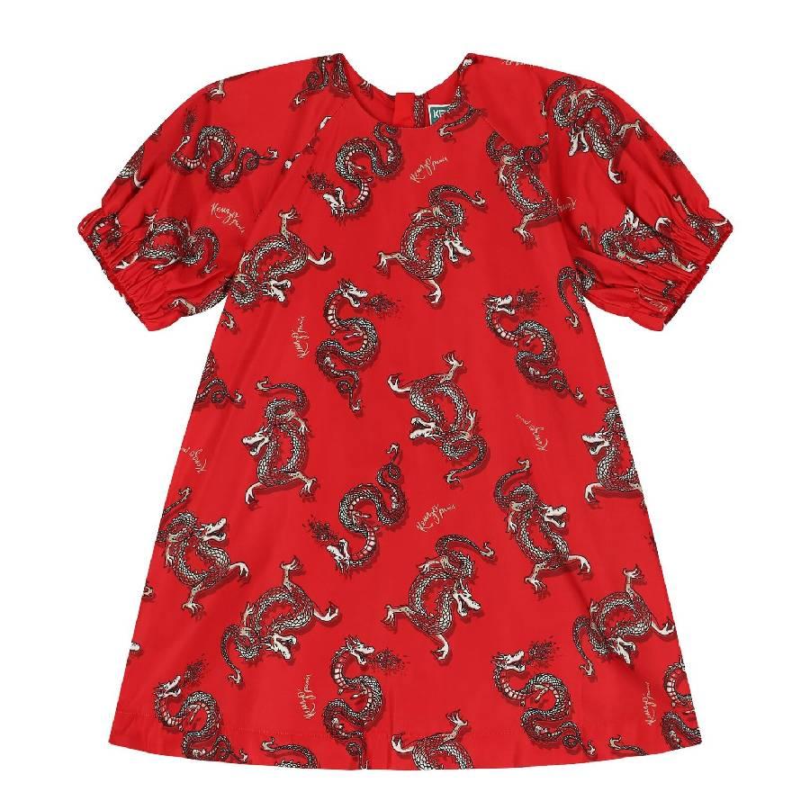 Kenzo Girls Graphic Print Puff Sleeve Dress by KENZO
