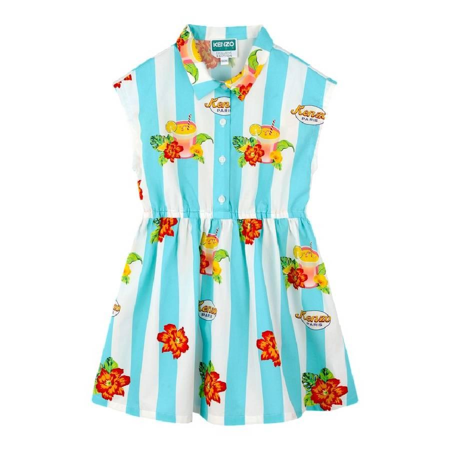 Kenzo Girls Stripe Pattern Floral Dress by KENZO