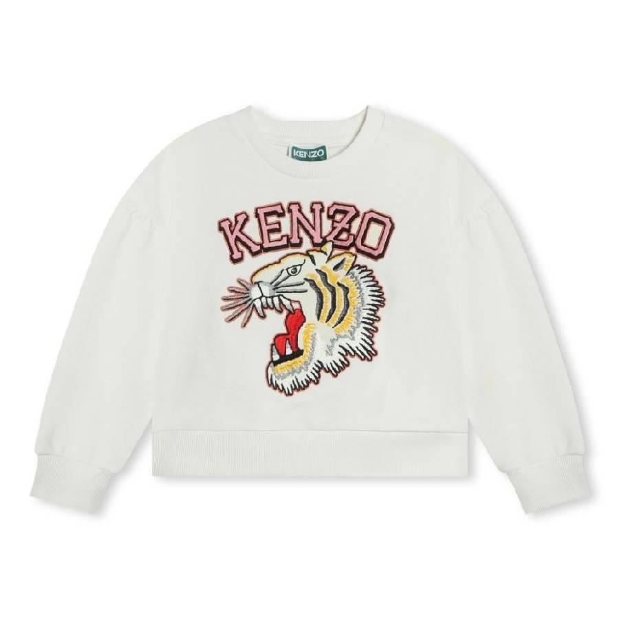Kenzo Girls Tiger Logo Cotton Sweatshirt by KENZO