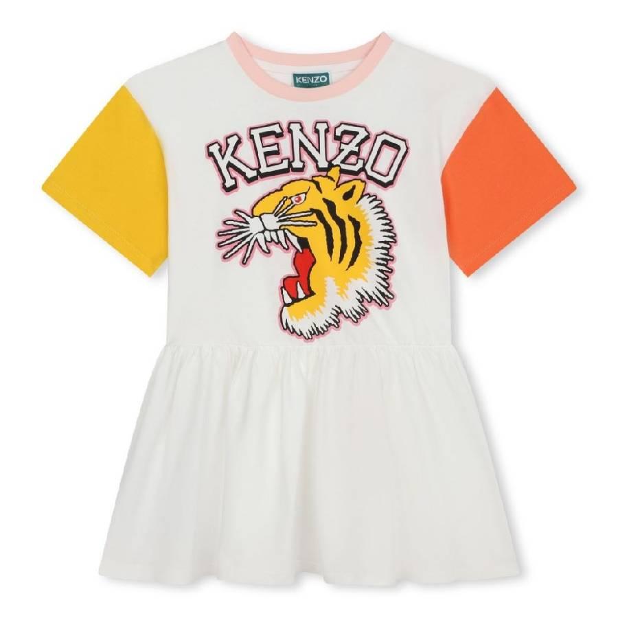 Kenzo Girls Varsity Tiger Print Cotton Dress by KENZO