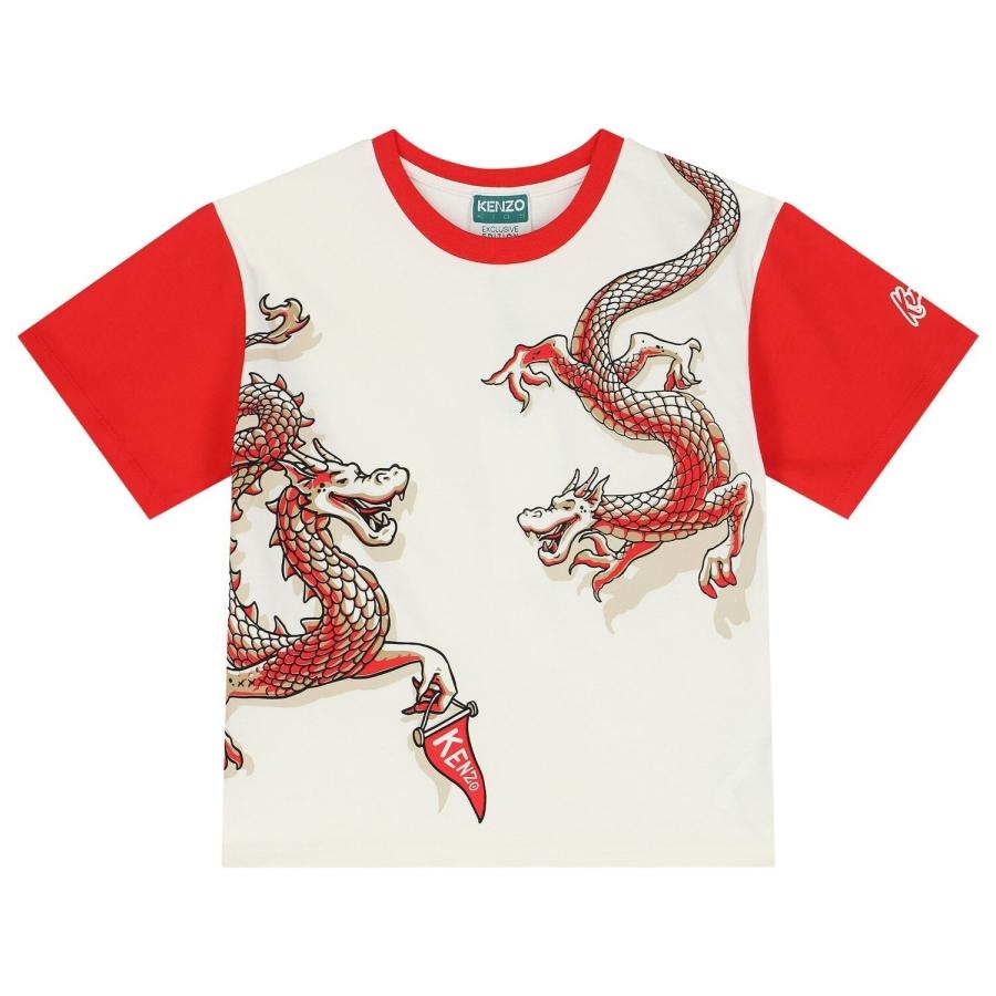 Kenzo Kids Dragon Print Crew Neck T-Shirt by KENZO
