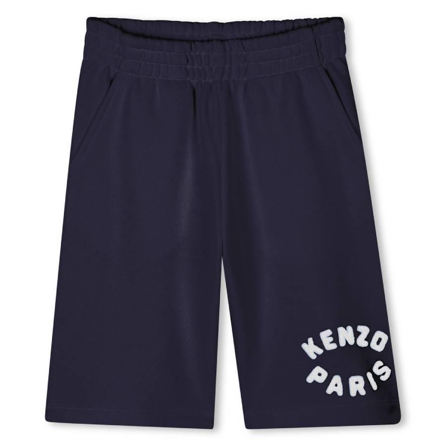 Kenzo Kids Paris Logo Embroidered Cotton Shorts by KENZO