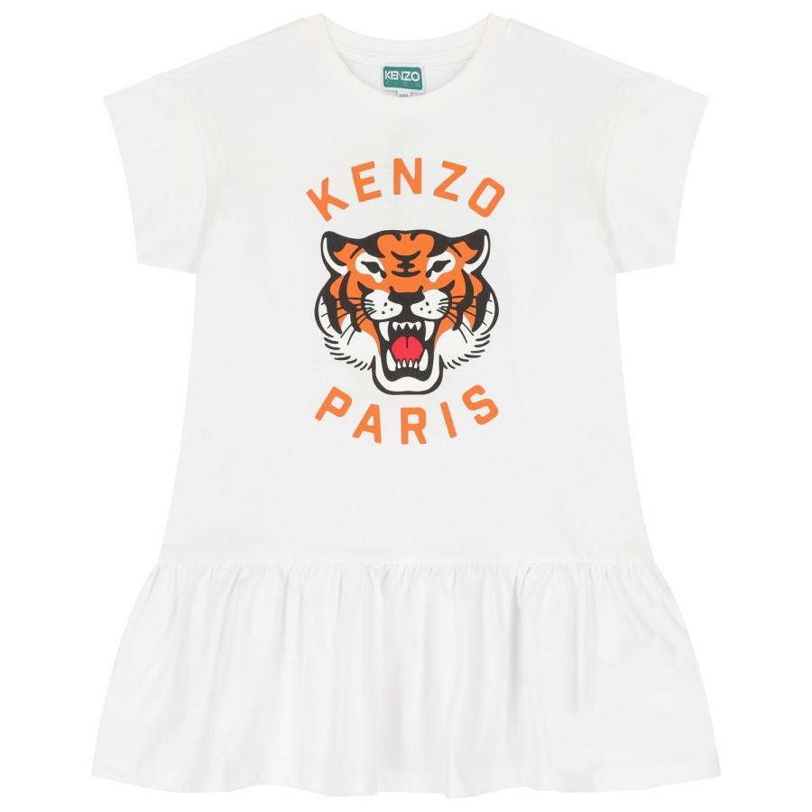 Kenzo Kids Tiger Logo Print Cotton Dress by KENZO