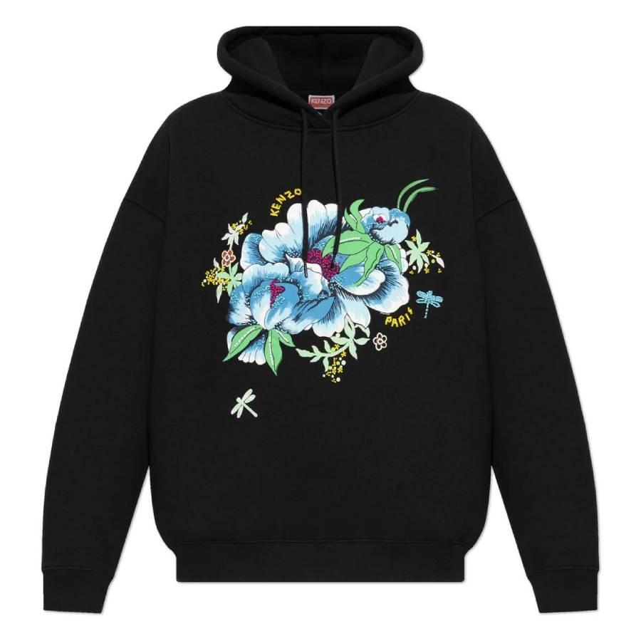 Kenzo Peonies Embroidered Oversized Cotton Hoodie by KENZO