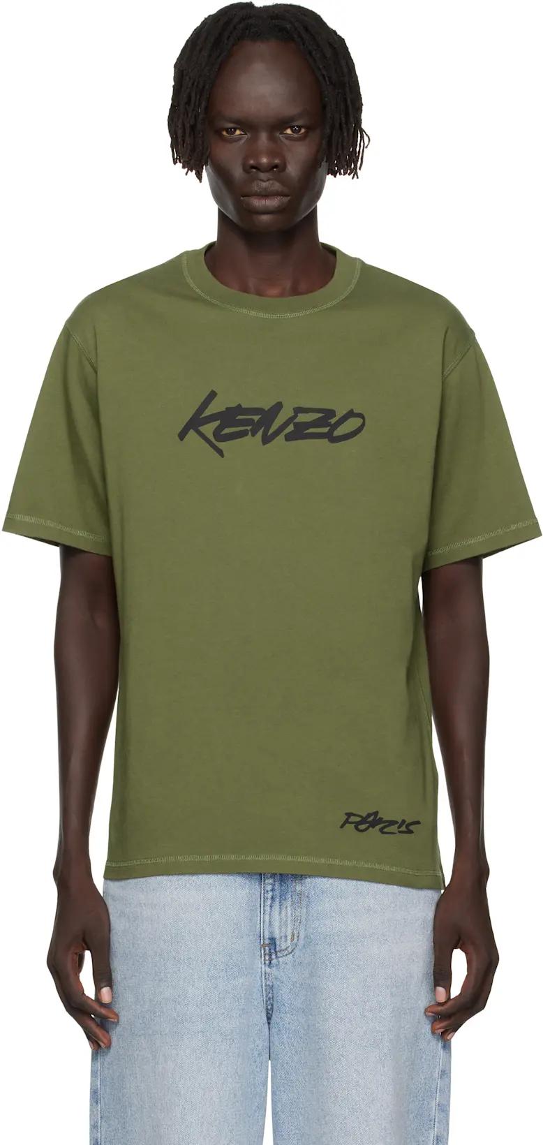 Khaki Kenzo Paris Futura 2000 Edition Cotton T-shirt by KENZO