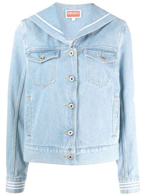 Sailor logo-embroidered denim jacket by KENZO
