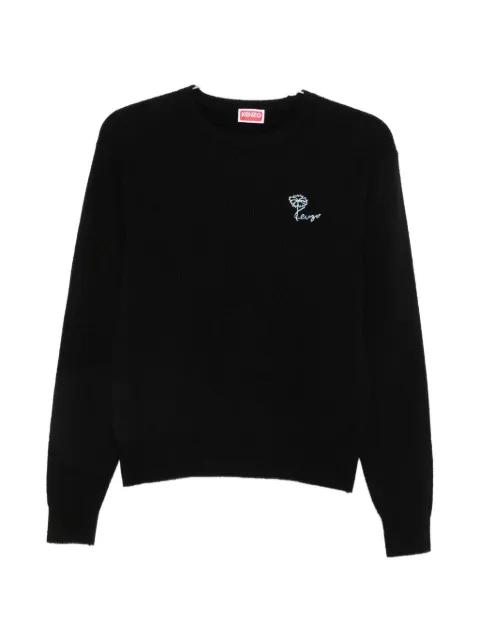 Tulip logo-embroidered ribbed-knit cotton jumper by KENZO