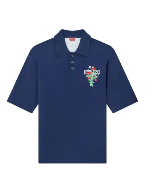 bouquet embroidered knit polo shirt by KENZO