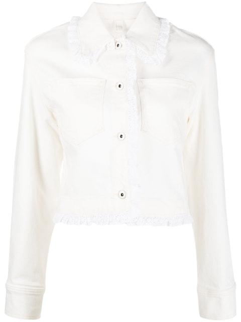 broderie-anglaise cropped denim jacket by KENZO