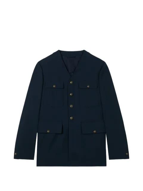 collarless pocket-details button-up jacket by KENZO