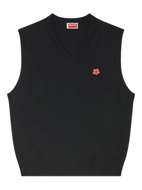 embroidered-flower sleeveless wool vest by KENZO