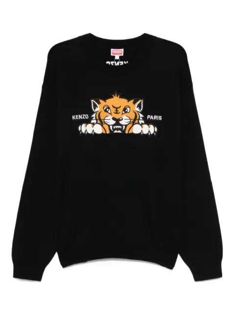 embroidered-tiger crew-neck sweater by KENZO
