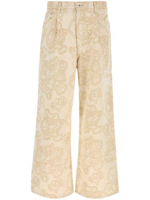 embroidered wide-leg jeans by KENZO