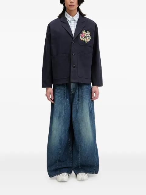 floral-embroidered button-up shirt jacket by KENZO