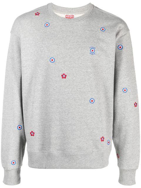 floral-embroidered cotton sweatshirt by KENZO