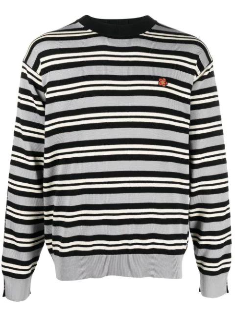 floral-embroidered striped jumper by KENZO