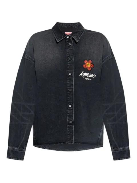 flower-embroidered denim shirt by KENZO