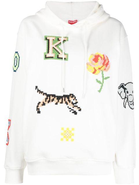 graphic print drawstring hoodie by KENZO