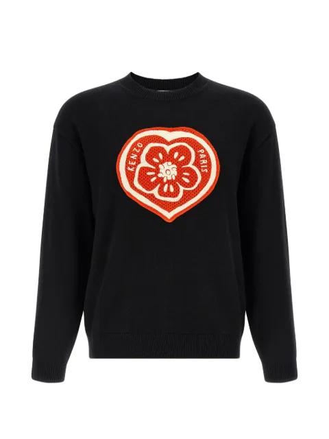 heart embroidered crew-neck sweater by KENZO