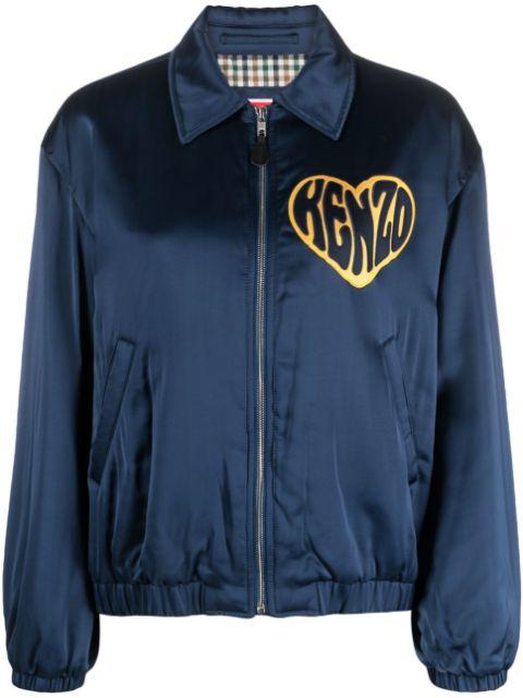 heart-patch satin jacket by KENZO