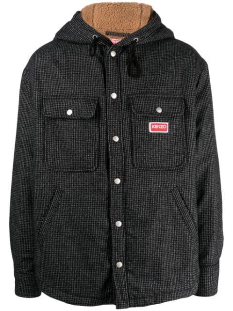 houndstooth-pattern hoodied jacket by KENZO