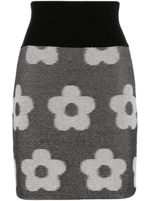 jacquard flower-motif skirt by KENZO