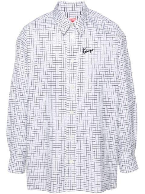 logo-embroidered weave shirt by KENZO
