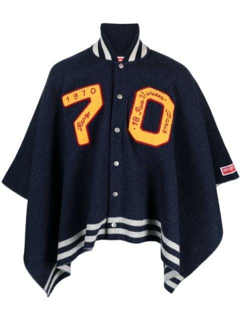 logo-patch buttoned cape by KENZO