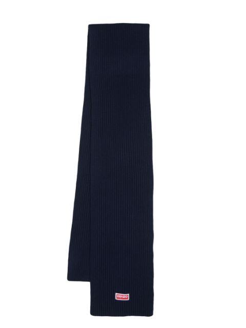 logo-patch ribbed-knit scarf by KENZO
