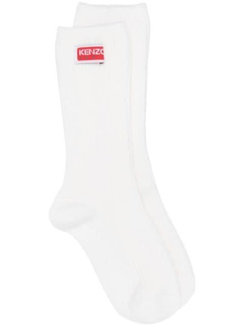 logo-patch ribbed-knit socks by KENZO