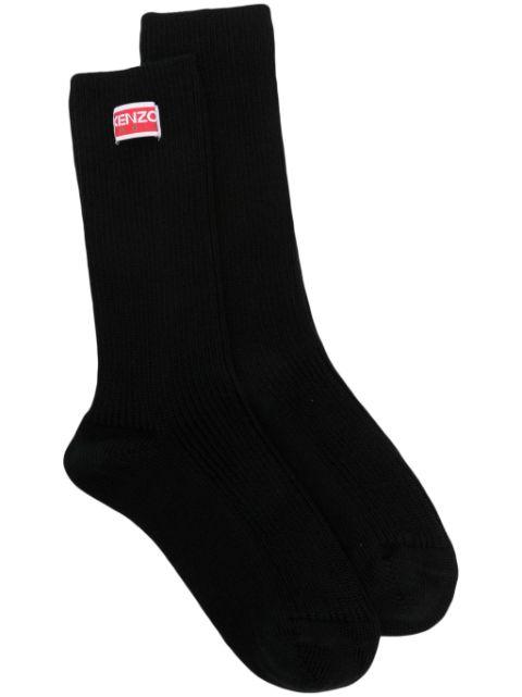 logo-patch ribbed-knit socks by KENZO