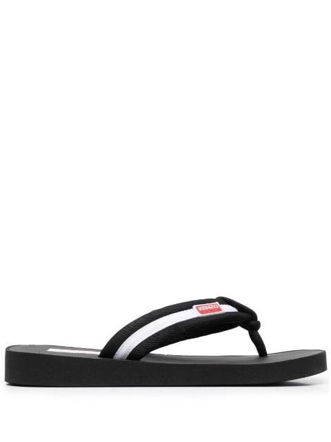logo-patch striped flip flops by KENZO